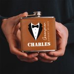Flasque en cuir PU personnalisée avec nom et date Cadeau de mariage pour les garçons d'honneur