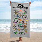 Personalisierte Dinosaurier Alphabet weiche schnell trocknende überdimensionale Strandtuch mit Namen Reise wesentliche Strand Party Geburtstag Jahrestag Geschenk für Kinder