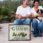 Personalized Cartoon Character Vintage Garden Metal Sign with Name Garden Decor Housewarming Birthday Gift for Grandma Mom Gardening Lovers