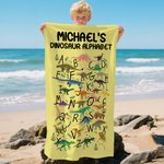 Personalisierte Dinosaurier Alphabet weiche schnell trocknende überdimensionale Strandtuch mit Namen Reise wesentliche Strand Party Geburtstag Jahrestag Geschenk für Kinder