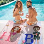 Personlig, stor och snabbtorkande badhandduk med namn och initialer för tecknad karaktär Sommartillbehör Poolparty Födelsedagspresent till familjemedlemmar