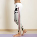 Personalised Leopard Pattern Baseball Mom Stretchy Leggings with Name and Number Daily Sports Accessories Birthday Game Day Gift for Mom