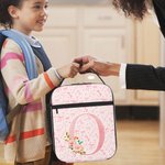 Personalized Simple Bow and Floral Name Lunch Bag with Mesh Bag Back to School Birthday Gift for Boys Girls