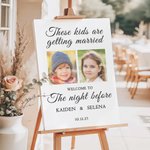 Personalized Childhood Photo Bride and Groom Wedding Welcome Sign with Names and Date Rehearsal Dinner Wedding Gift for Newlyweds Couples