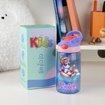 Henkilökohtainen värikäs söpö sarjakuva eläin 16 oz Kid vesipullo nimi takaisin kouluun syntymäpäivälahja pojille tytöille