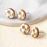 Personalised Soccer Wooden Stud Earrings with Engraved Numbers Birthday Anniversary Game Day Gift for Soccer Players Fans