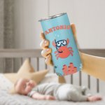 Vaso con pajita personalizado con diseño de animal de buceo colorido 355 ml con nombre y dos tapas regalo de cumpleaños para niños