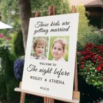 Personalized Childhood Photo Bride and Groom Wedding Welcome Sign with Names and Date Rehearsal Dinner Wedding Gift for Newlyweds Couples