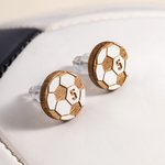 Personalised Soccer Wooden Stud Earrings with Engraved Numbers Birthday Anniversary Game Day Gift for Soccer Players Fans