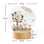 Luce notturna LED personalizzata con nome carino animale della foresta base in legno decorazione cameretta regalo di compleanno babyshower per bambini