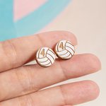Gepersonaliseerde Volleybal Houten Stud Oorbellen met Gegraveerde Nummers Verjaardag Verjaardag Game Day Gift voor Volleyball spelers Teamgenoten