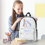 Personalized Peter Rabbit Coquette Bow Flower Initial Large Capacity School Backpack with Name Daily Travel Back to School Birthday Gift for Kids