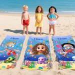 Henkilökohtainen söpö 3D Sukellus Kid Merieläinten nopea kuivuminen pehmeä ylisuuri rantapyyhe nimellä Kesäloma Beach Party Syntymäpäivälahja pojille tytöille