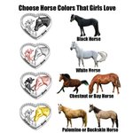 Collar Corazón Personalizado Niña y Caballo con Nombre Grabado Cumpleaños Aniversario Regalo para Amantes de los Caballos