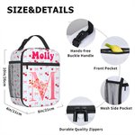 Personalized Simple Bow and Floral Name Lunch Bag with Mesh Bag Back to School Birthday Gift for Boys Girls
