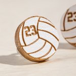 Gepersonaliseerde Volleybal Houten Stud Oorbellen met Gegraveerde Nummers Verjaardag Verjaardag Game Day Gift voor Volleyball spelers Teamgenoten