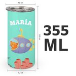 Vaso con pajita personalizado con diseño de animal de buceo colorido 355 ml con nombre y dos tapas regalo de cumpleaños para niños