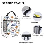 Personalized Dinosaur World Insulated Lunch Bag with Name and Portable Pocket Back to School Picnic Birthday Gift for Kids