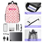 Personalizada Coquette Lazo Floral Nombre Inicial Mochila Grande Niño Vuelta al Cole Regalo de Cumpleaños para Niños Niñas