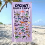 Personalisierte Dinosaurier Alphabet weiche schnell trocknende überdimensionale Strandtuch mit Namen Reise wesentliche Strand Party Geburtstag Jahrestag Geschenk für Kinder