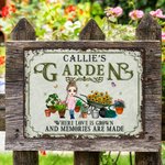 Personalized Cartoon Character Vintage Garden Metal Sign with Name Garden Decor Housewarming Birthday Gift for Grandma Mom Gardening Lovers