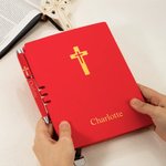 Personalised My Prayer Journal Cross Leather Notebook and Ballpoint Pen Set with Name and 200 Pages Birthday Baptism Gift for Christian Pastor