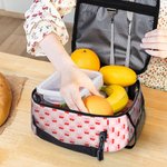 Personalized Simple Bow and Floral Name Lunch Bag with Mesh Bag Back to School Birthday Gift for Boys Girls