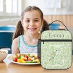 Personalized Simple Bow and Floral Name Lunch Bag with Mesh Bag Back to School Birthday Gift for Boys Girls