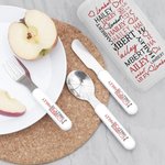 Personlig hjerte navn skysikkert rustfritt stål barnegaffel skje kniv 3 stk bestikksett med etui bursdagsgave til gutter jenter