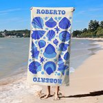 Asciugamano da spiaggia personalizzato con nome e illustrazione vita marina oversize asciugatura rapida vacanze estive regalo per amici