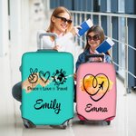 Personalised Watercolour Travel Theme Design Luggage Protective Cover Fits 18-32 Inches Suitcase with Name Birthday Gift for Friends Family