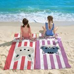 Toalla de playa de secado rápido personalizada con nombre Panda Conejo Animales de dibujos animados Vacaciones de verano Cumpleaños Regalo para niños Niñas