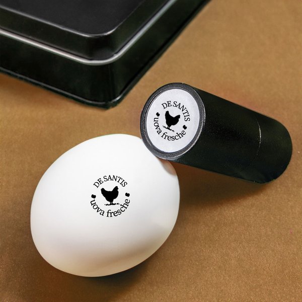 Timbro per uova personalizzato con nome testo e diversi modelli standard FDA inchiostro alimentare fattorie regalo per famiglia e agricoltori