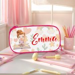 Trousse à Crayons Personnalisées avec Nom et Personnage Deux Couches Fermeture Éclair Fournitures d'Étude Cadeau Rentrée Scolaire pour Garçon Fille
