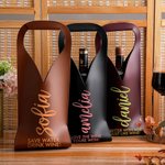Gepersonaliseerde Scripty stijl PU lederen beschermende wijn tas met naam en handvat Dinner Party verjaardag huwelijkscadeau voor wijnliefhebber