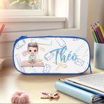 Trousse à Crayons Personnalisées avec Nom et Personnage Deux Couches Fermeture Éclair Fournitures d'Étude Cadeau Rentrée Scolaire pour Garçon Fille