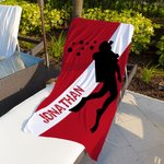 Gepersonaliseerd Duiker Silhouet Sneldrogend Oversized Microfiber Strandlaken met Tekst Vakantie Reizen Essentieel Verjaardagscadeau voor Duikliefhebbers