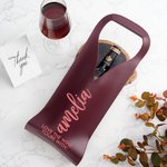 Gepersonaliseerde Scripty stijl PU lederen beschermende wijn tas met naam en handvat Dinner Party verjaardag huwelijkscadeau voor wijnliefhebber