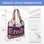 Personalized Danish Flower Portable Large Tote Bag with Name Anniversary Birthday Gift for Women