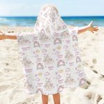 Castillo de Princesas Personalizado Toalla de Playa Suave con Capucha y Nombre Cumpleaños Día del Niño Fiesta en la Playa Piscina Regalo para Niños