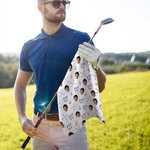 Personalized Face Photo Quick Dry Microfiber Waffle Golf Towel with Number and Carabiner Clip Golf Accessory Birthday Gift for Golf Player