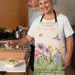 Henkilökohtainen isoäidin puutarha 2-15 syntymäkukat säädettävä esiliina teksti ja etutasku syntymäpäivälahja isoäiti ruoanlaitto rakastajaille