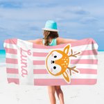 Toalla de playa de secado rápido personalizada con nombre Panda Conejo Animales de dibujos animados Vacaciones de verano Cumpleaños Regalo para niños Niñas
