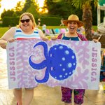 Asciugamano da spiaggia personalizzato con nome e illustrazione vita marina oversize asciugatura rapida vacanze estive regalo per amici