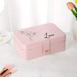 Joyero personalizado con flores de nacimiento vintage incluido nombre y espejo de maquillaje LED regalo de cumpleaños para chicas y mujeres