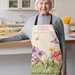 Henkilökohtainen isoäidin puutarha 2-15 syntymäkukat säädettävä esiliina teksti ja etutasku syntymäpäivälahja isoäiti ruoanlaitto rakastajaille