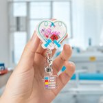 Personalized Order of Draw Lab Tubes Heart Shaker Retractable Badge Reel with Name Appreciation Birthday Gift for Nurse Healthcare Worker