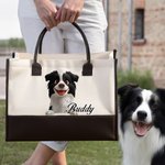 Personalised Cartoon Dog Canvas Tote Bag with Name Lining Travel Picnic Birthday Gift for Dog Owners