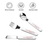 Personlig hjerte navn skysikkert rustfritt stål barnegaffel skje kniv 3 stk bestikksett med etui bursdagsgave til gutter jenter