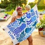Asciugamano da spiaggia personalizzato con nome e illustrazione vita marina oversize asciugatura rapida vacanze estive regalo per amici